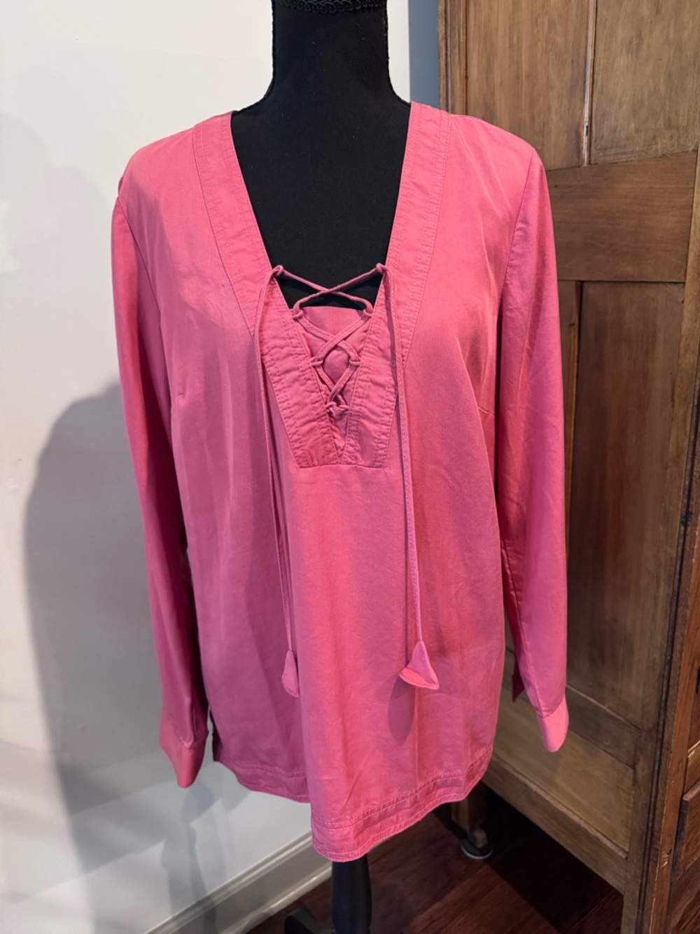 JJill Lace-Up Pink Tunic Top